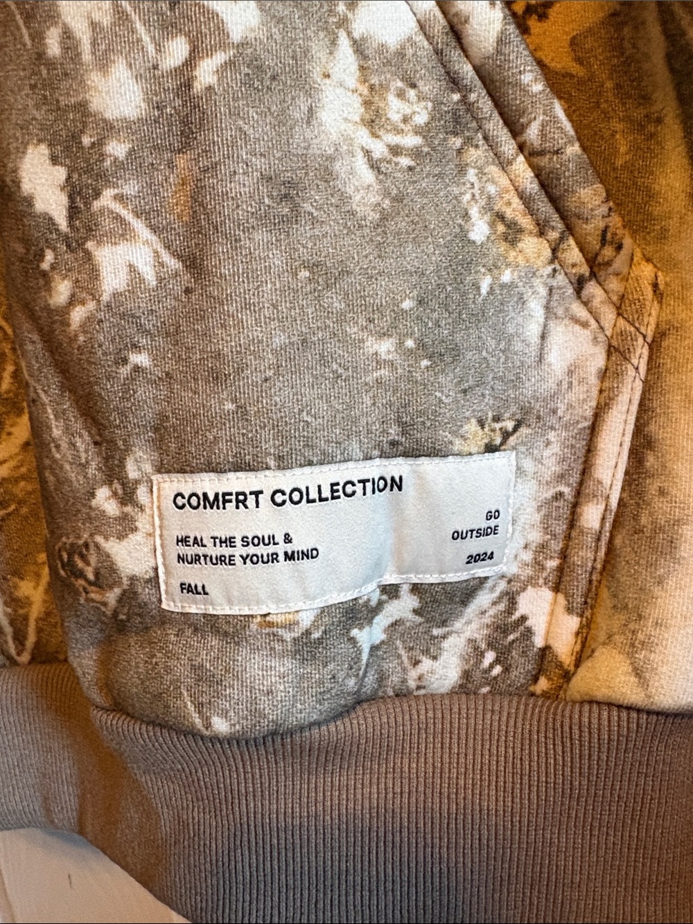 Comfrt Men's Crewneck Hoodie in Gray, White & Tan Camo - Picture 2 of 4